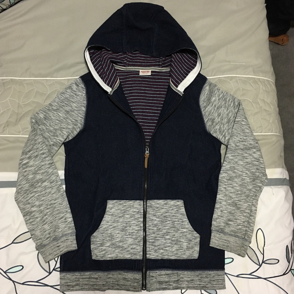 Blue/grey zip hoodie, M